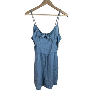 Aerie • Chambray Tie Front Knot Romper